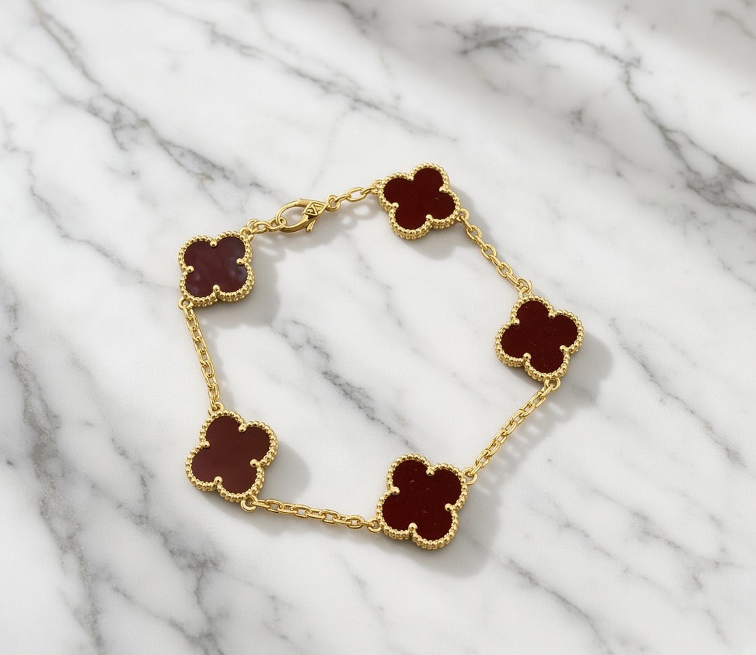 Red 4 leaf clover bracelet
