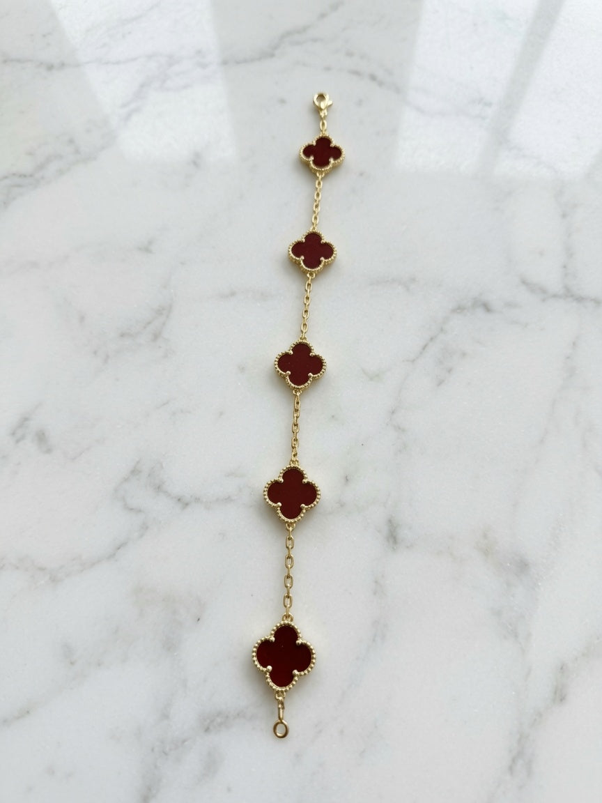Red 4 leaf clover bracelet